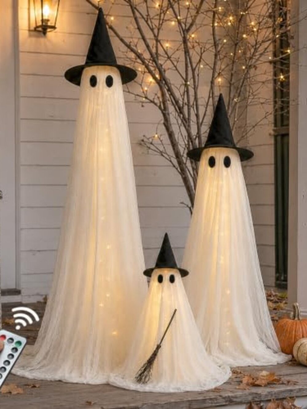 Halloween Decorations Outdoor 3 Pack Lighted Ghost-Family with Timer Remote